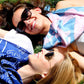 Rabbit Square Scarf - Pink on Blue - SummerTies