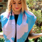 Rabbit Square Scarf - Pink on Blue - SummerTies