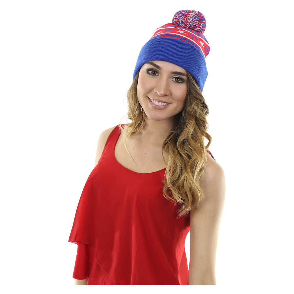 Anchor Winter Hat - Red, White, Blue - SummerTies