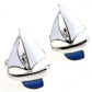Sailboat Cufflinks - 3D, White, Blue, Silver - SummerTies