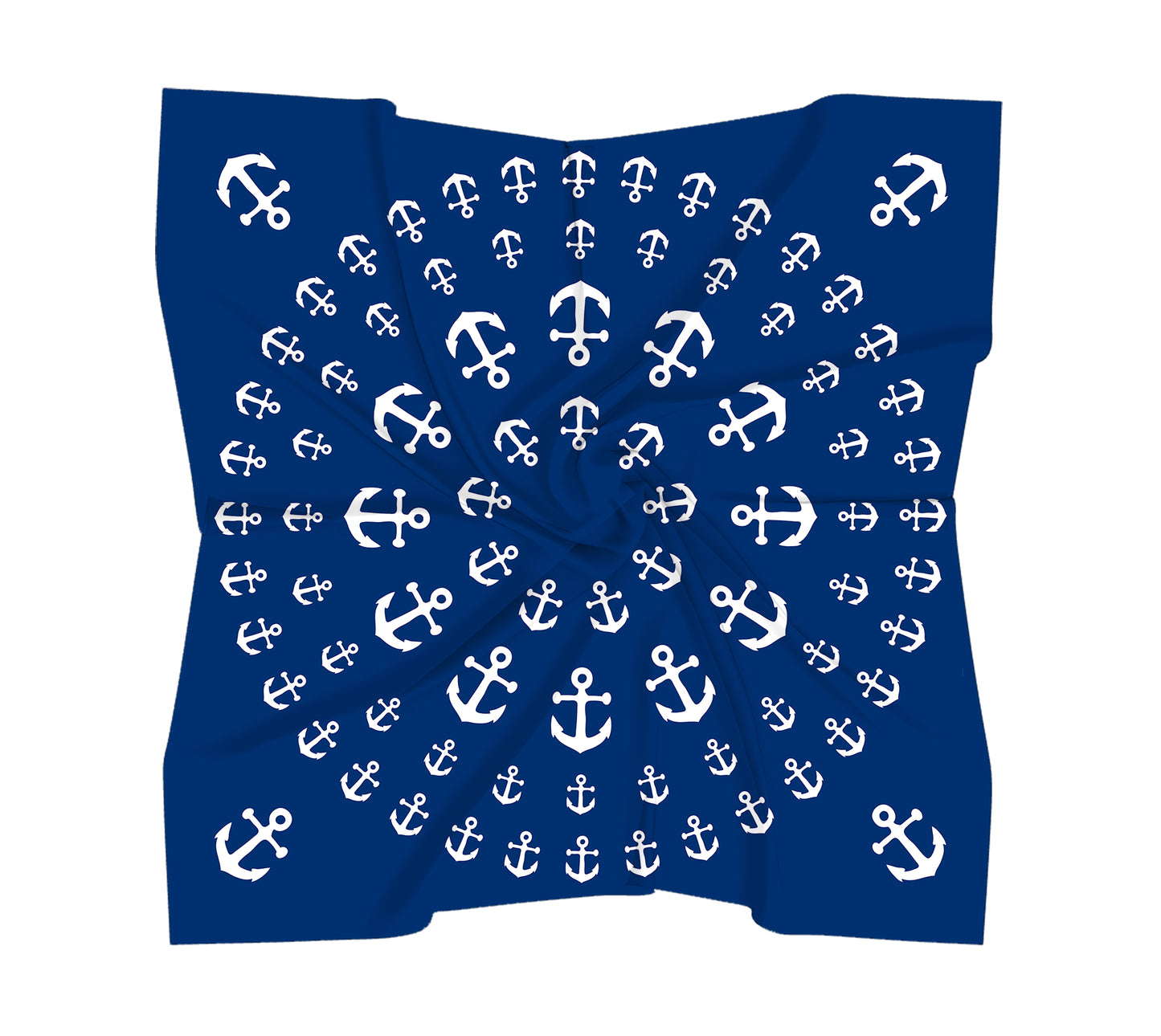 Anchor Pinwheel Square Scarf - White on Navy