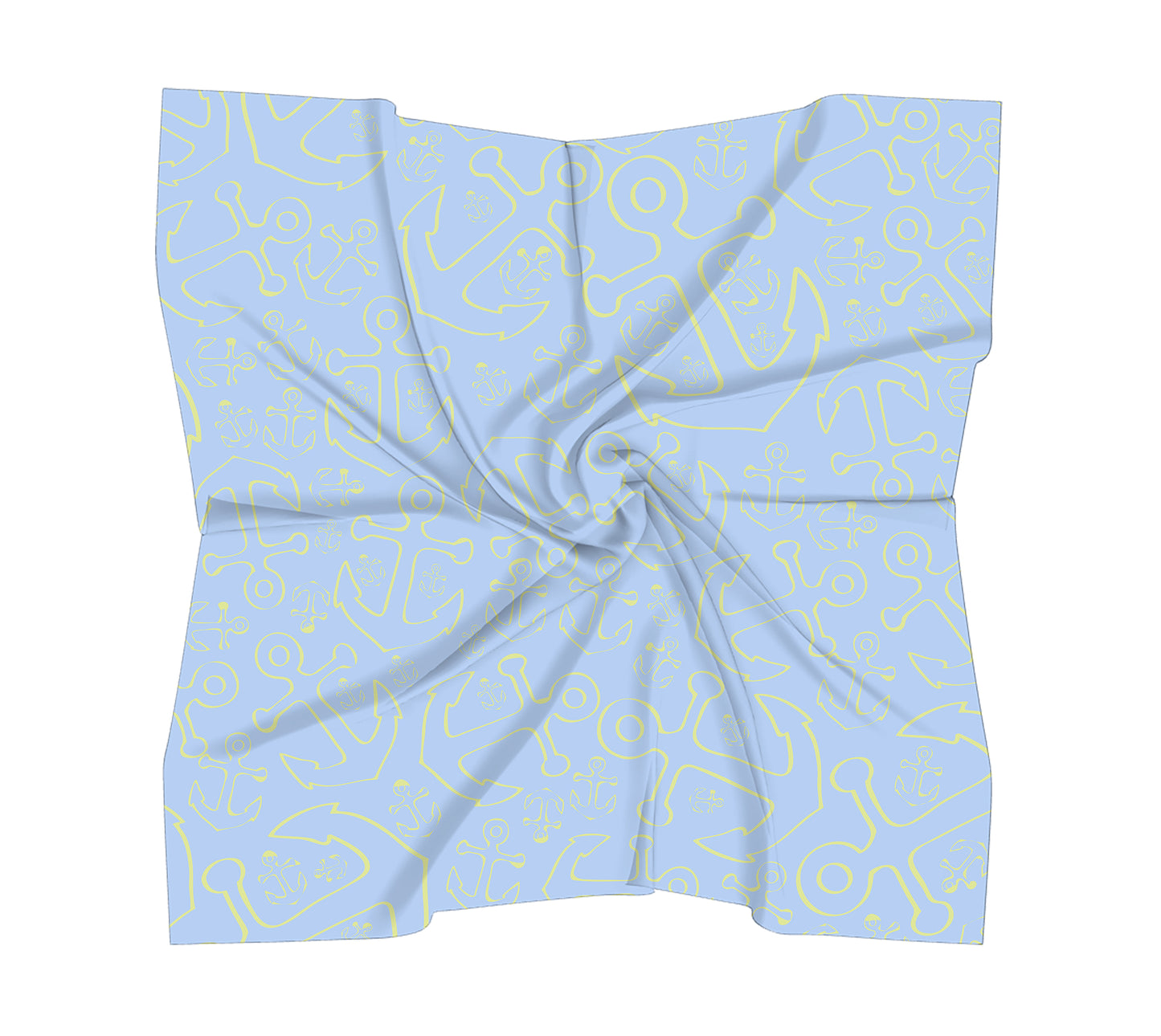 Anchor Dream Square Scarf - Yellow on Lt Blue