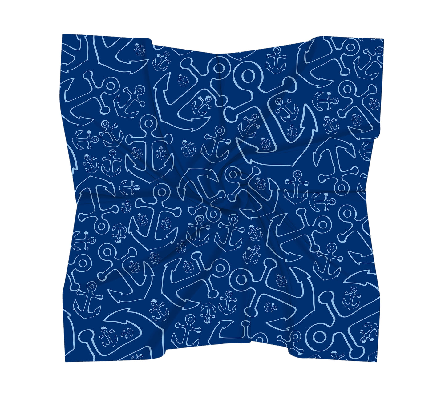 Anchor Dream Square Scarf - Blue on Navy