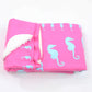 Seahorse Fleece Blanket - Blue on Pink - SummerTies