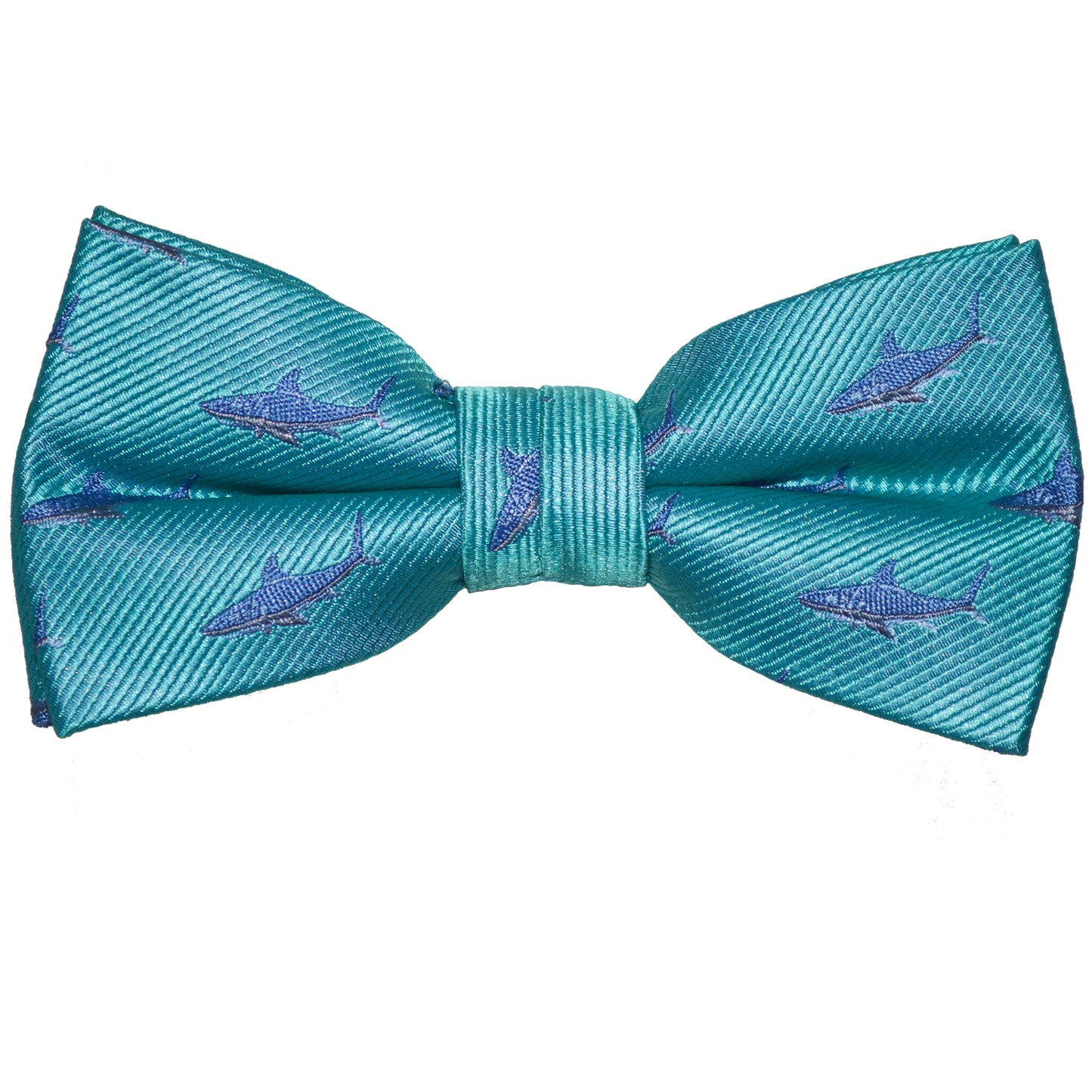 Shark Bow Tie - Aqua, Woven Silk, Pre-Tied for Kids - SummerTies