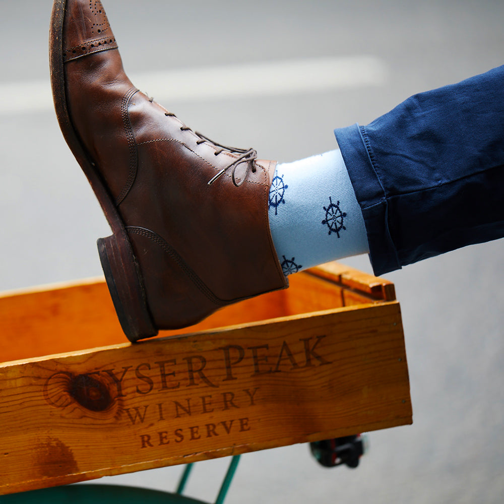 Ship Wheel Socks - Men's Mid Calf - SummerTies