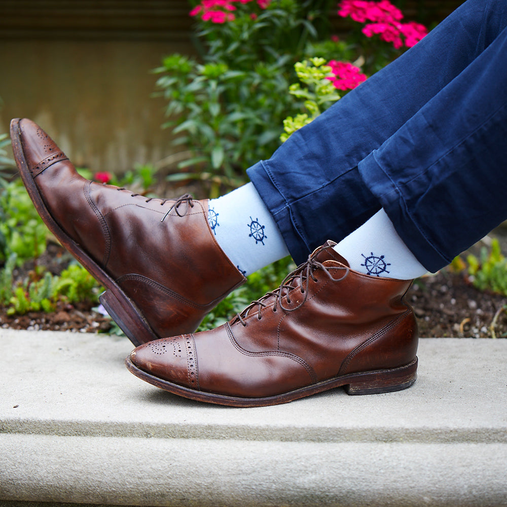 Ship Wheel Socks - Men's Mid Calf - SummerTies