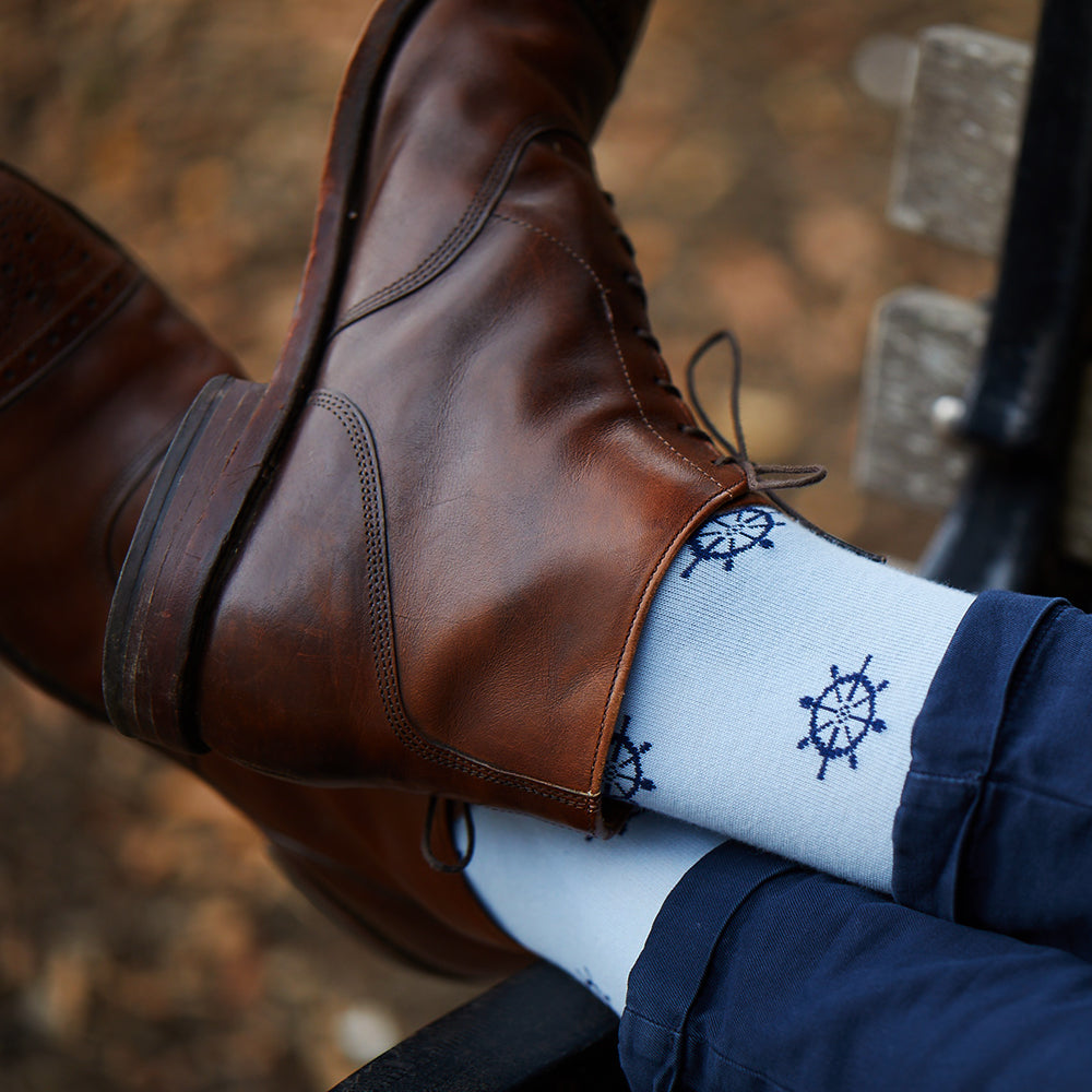 Ship Wheel Socks - Men's Mid Calf - SummerTies