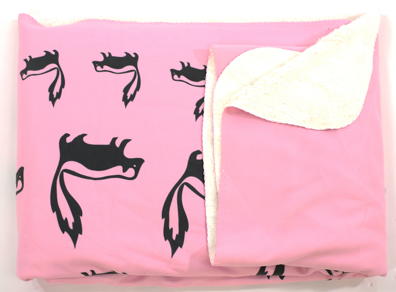 Skunk Fleece Blanket - Black on Pink - SummerTies
