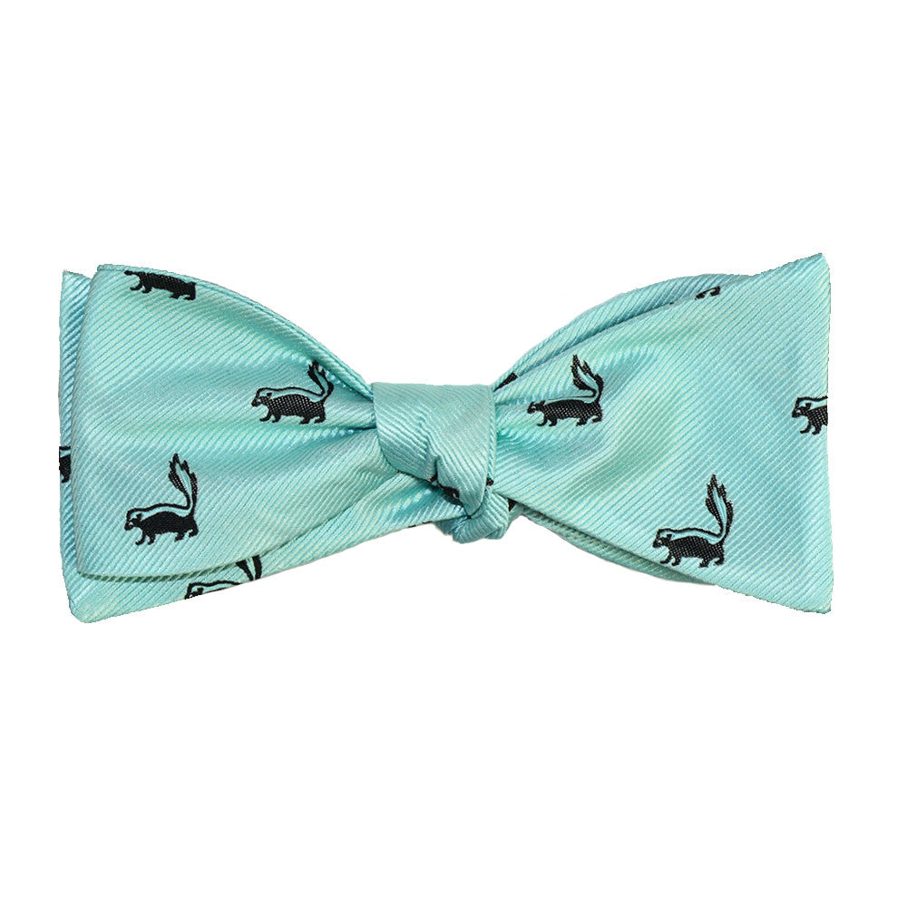 Skunk Bow Tie - Sea Green, Woven Silk - SummerTies