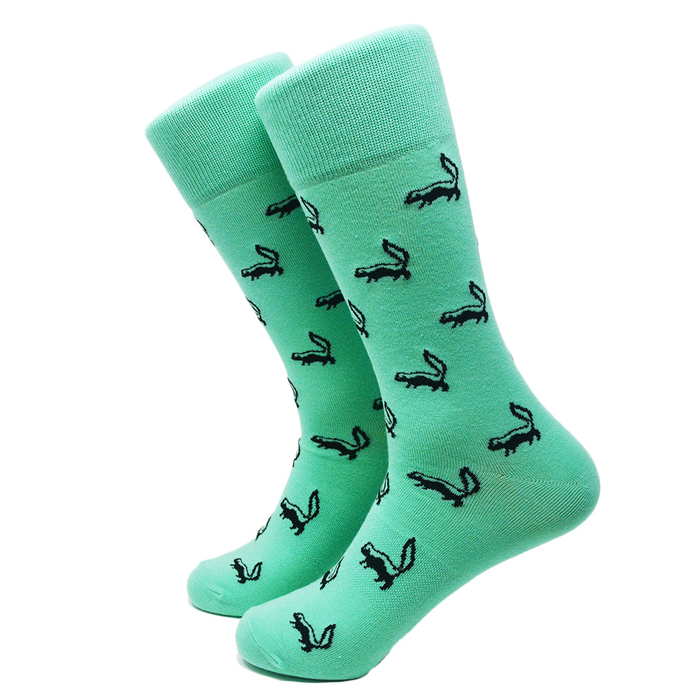 Skunk Socks - Black on Green - Men's Mid Calf - SummerTies