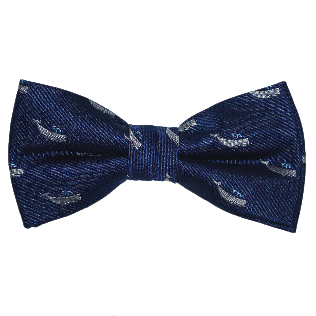 Sperm Whale Bow Tie - Navy, Woven Silk, Pre-Tied for Kids - SummerTies