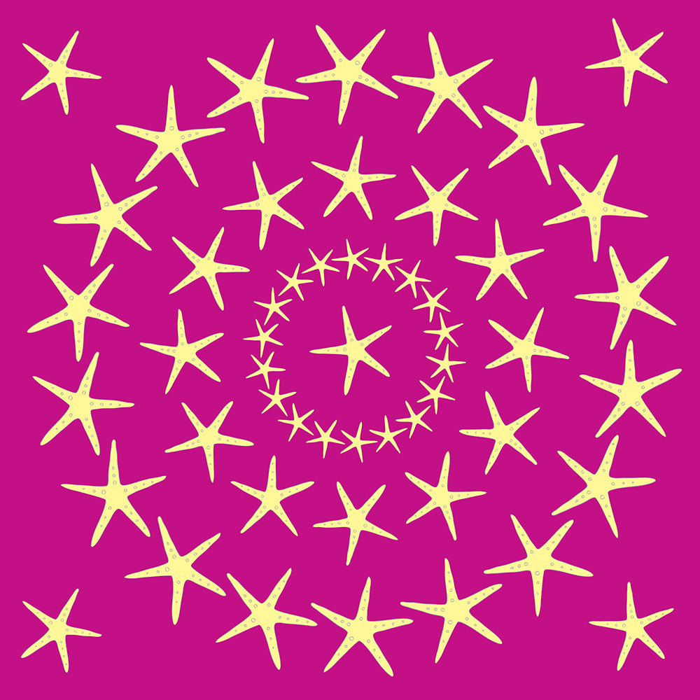 Starfish Fleece Blanket - Yellow on Pink - SummerTies