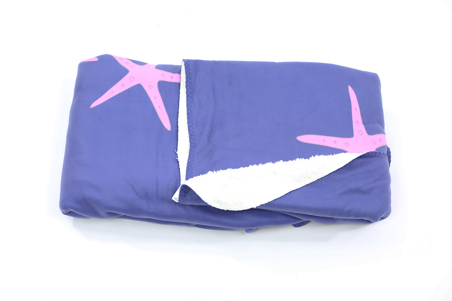 Starfish Fleece Blanket - Pink on Navy - SummerTies