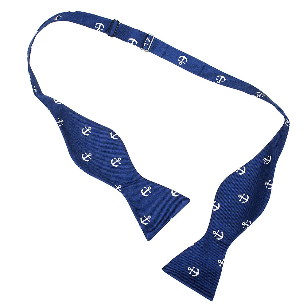 Anchor Bow Tie - Navy, Printed Silk - SummerTies