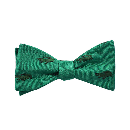 Alligator Bow Tie - Green, Woven Silk - SummerTies