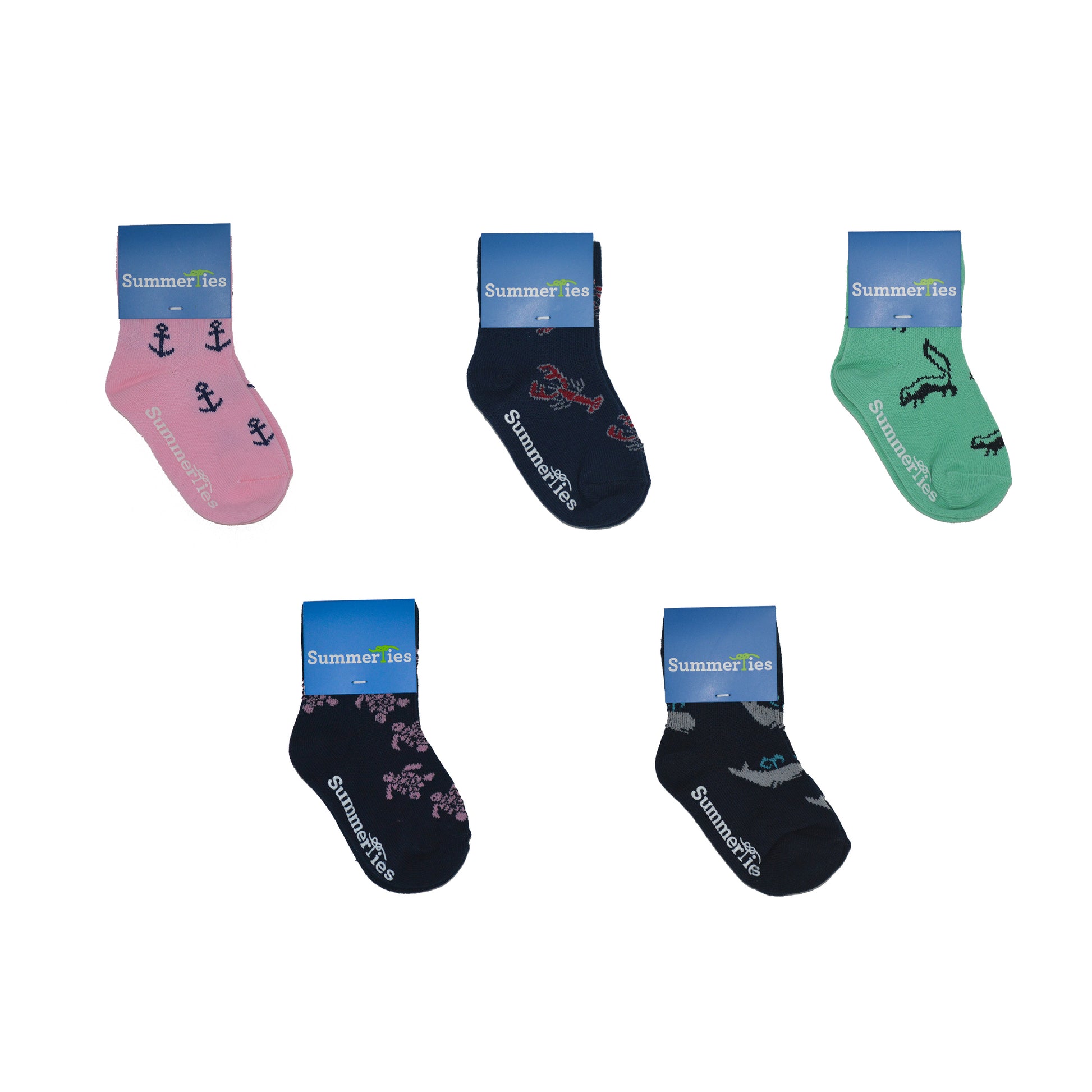 5 Pairs - Toddler Crew Socks - Group 3 - SummerTies