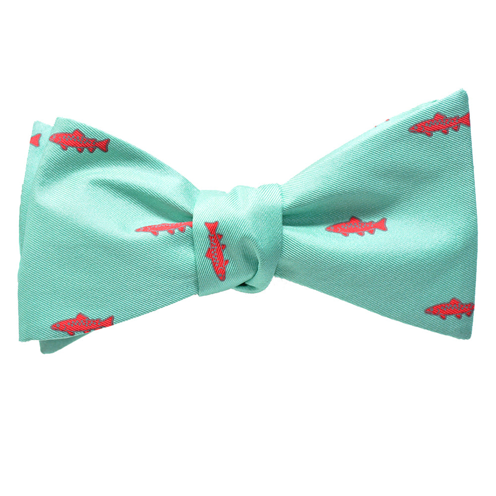 Trout Bow Tie - Light Green, Printed Silk - SummerTies