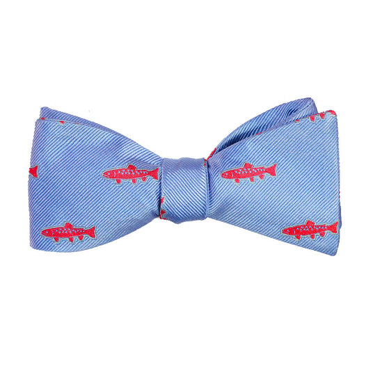 Trout Bow Tie - Light Blue, Woven Silk - SummerTies