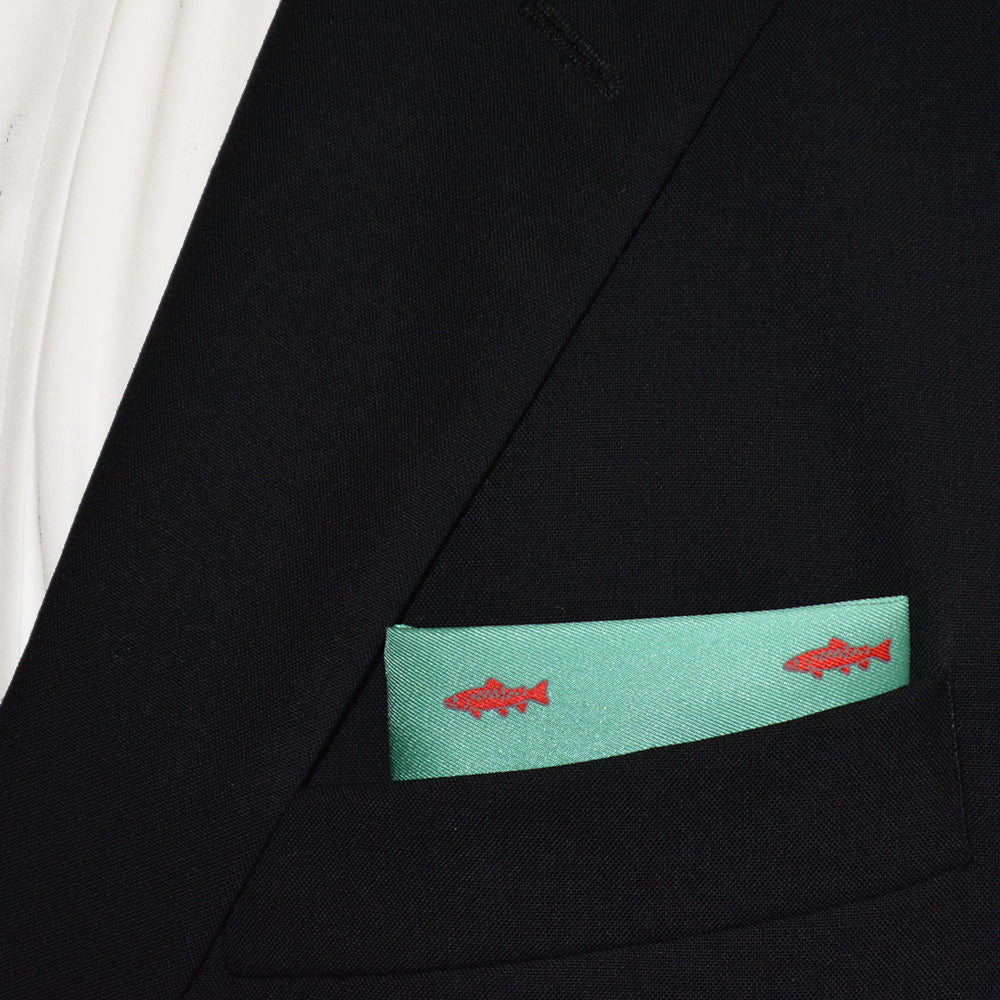 Trout Pocket Square - Light Green - SummerTies