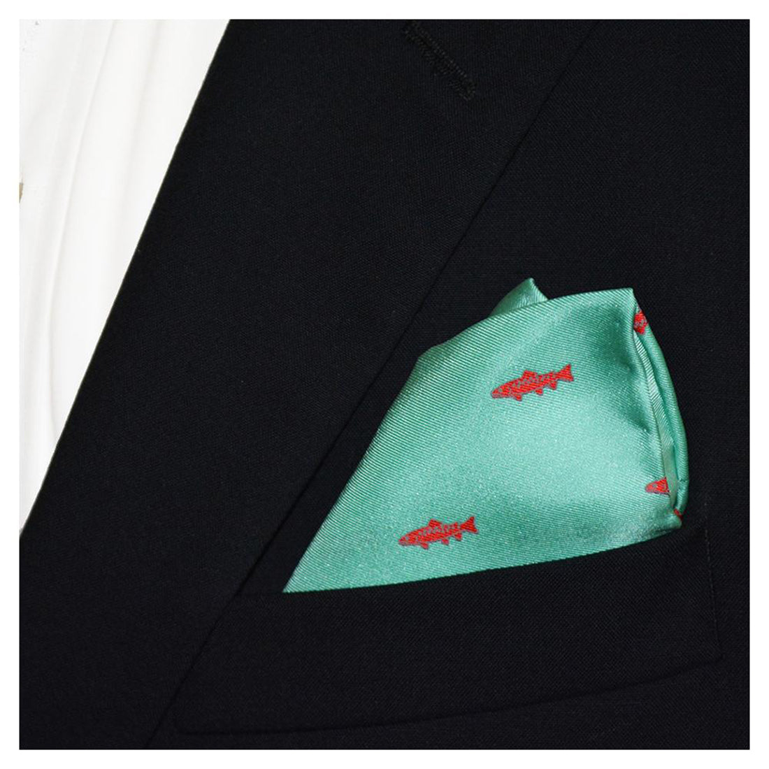 Trout Pocket Square - Light Green - SummerTies