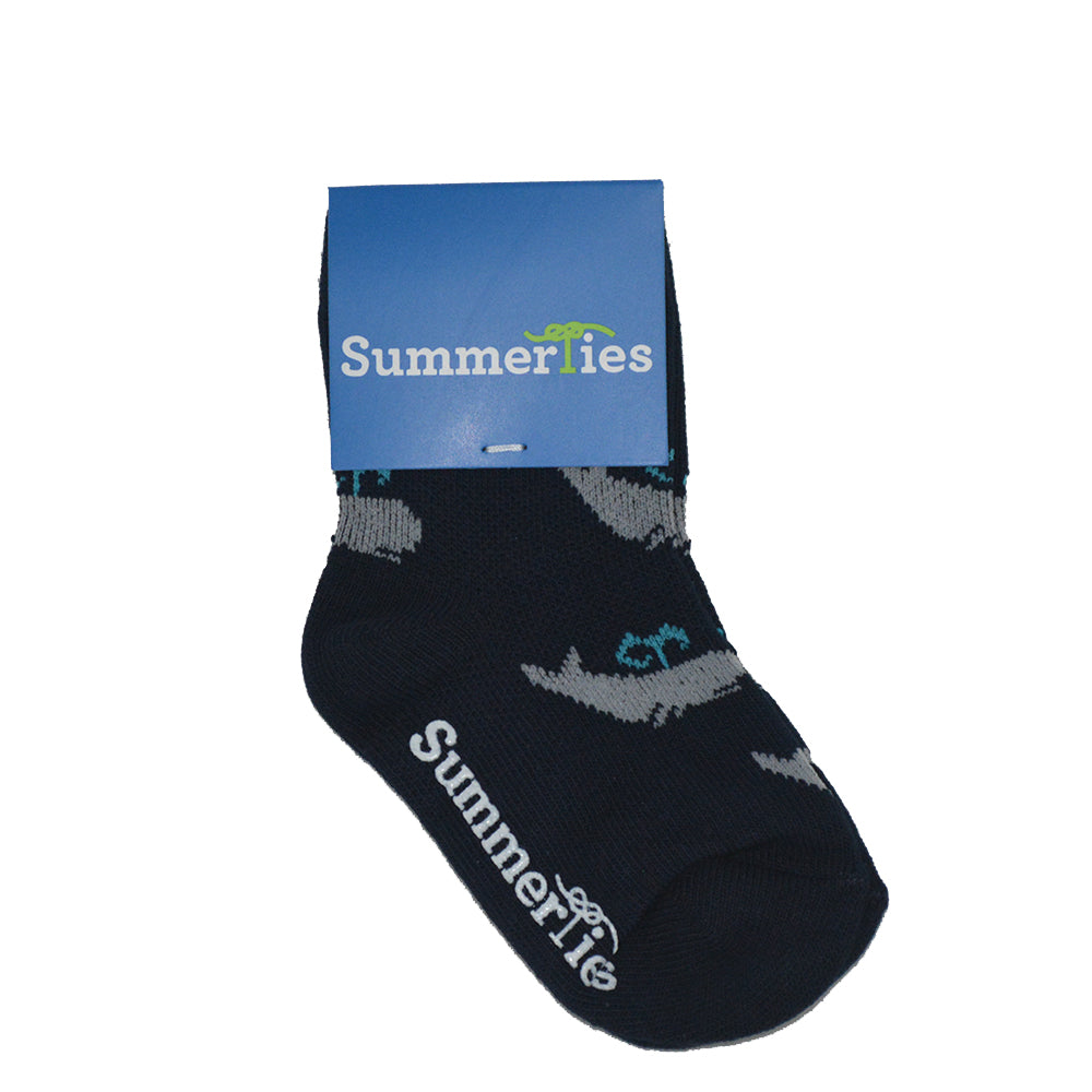 Whale Socks - Toddler Crew Sock - Navy - 5 Pairs - SummerTies