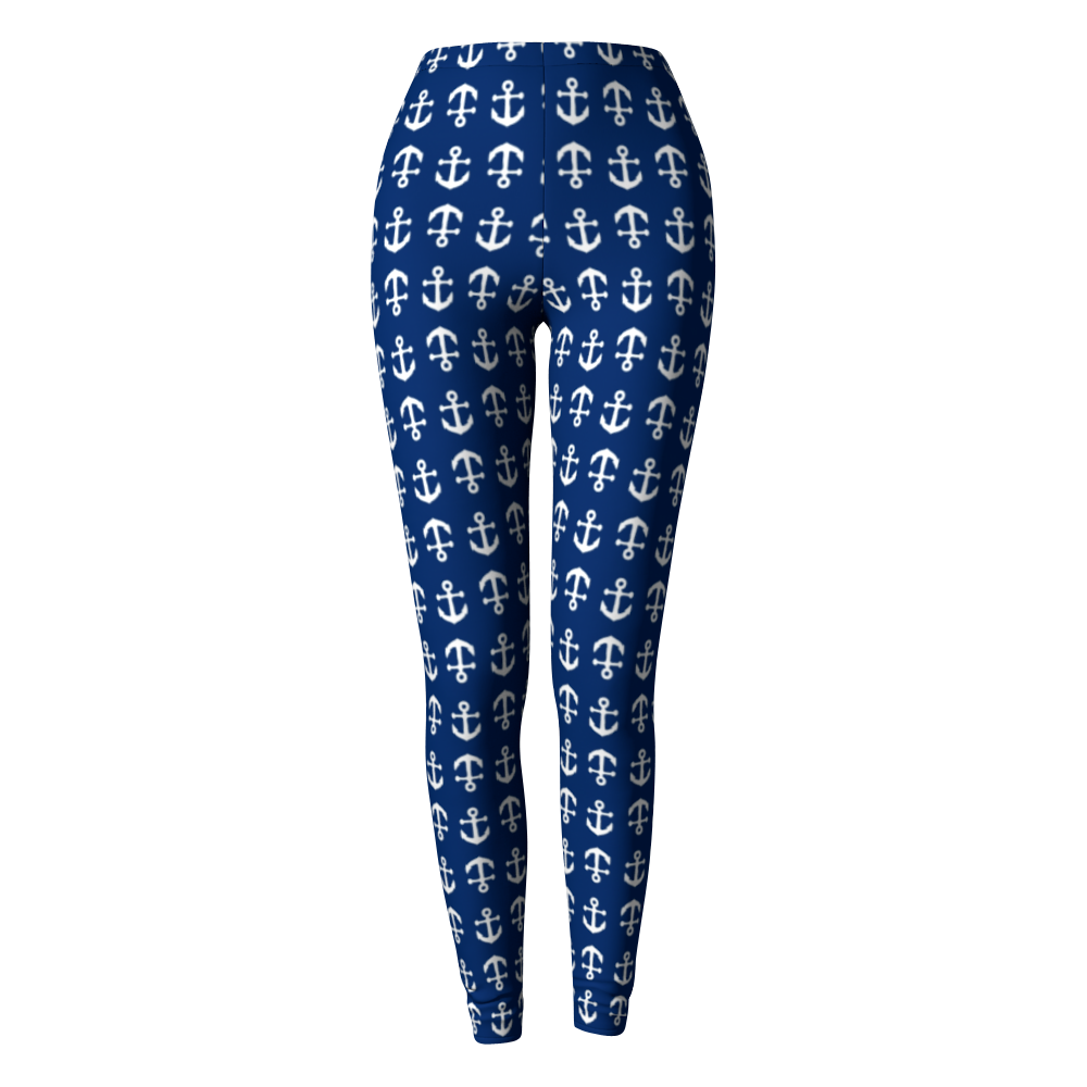 Anchor Toss Adult Leggings - Navy - SummerTies