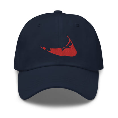 Nantucket Dad Hat - Red on Navy