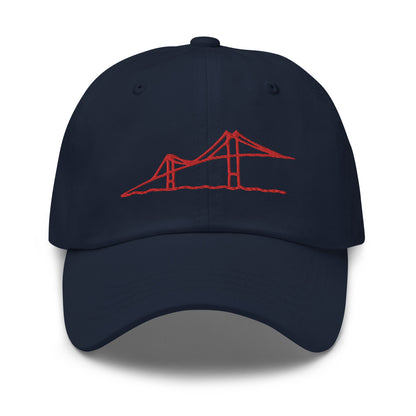 Newport Bridge Dad Hat - Red on Navy