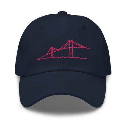 Newport Bridge Dad Hat - Pink on Navy