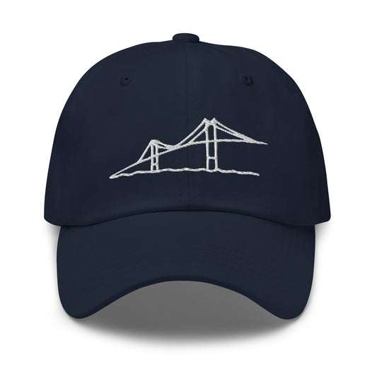 Newport Bridge Dad Hat - White on Navy