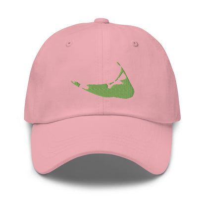 Nantucket Dad Hat - Green on Pink