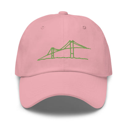 Newport Bridge Dad Hat - Green on Pink