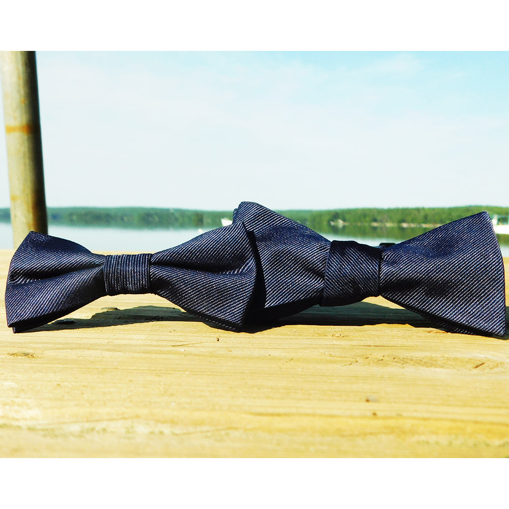 Solid Color Bow Tie - Navy, Woven Silk, Kids Pre-Tied - SummerTies