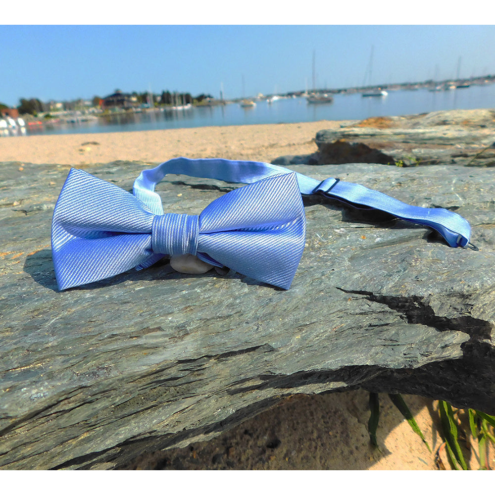 Solid Color Bow Tie - Light Blue, Woven Silk, Kids Pre-Tied - SummerTies