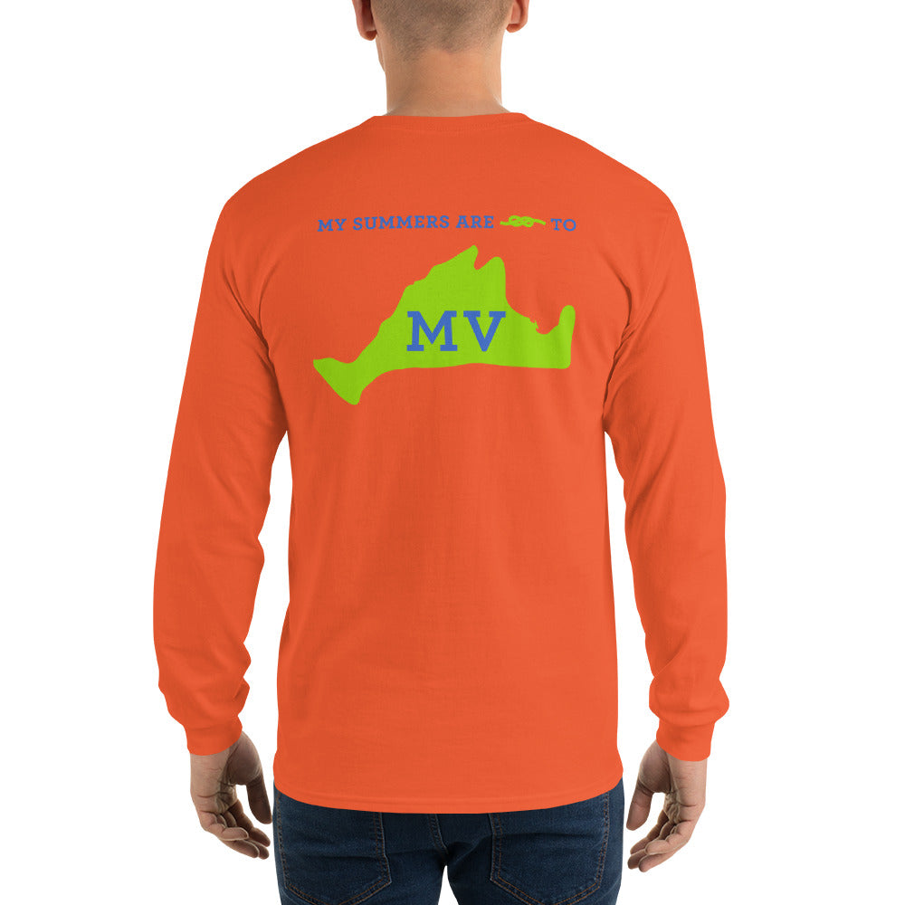 My Summers are Tied to Martha's Vineyard Blue and Green Long Sleeve T-Shirt - Multiple Colors - SummerTies