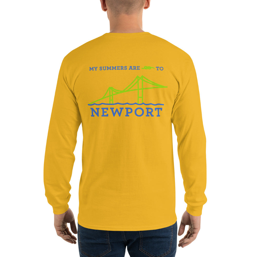 My Summers are Tied to Newport Bridge Blue and Green no Block Long Sleeve T-Shirt - Multiple Colors - SummerTies