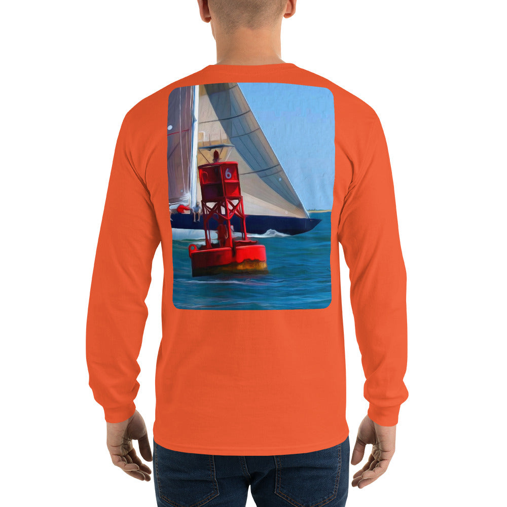 12 Metre Sailboat at Buoy Long Sleeve T-Shirt - Multiple Colors - SummerTies