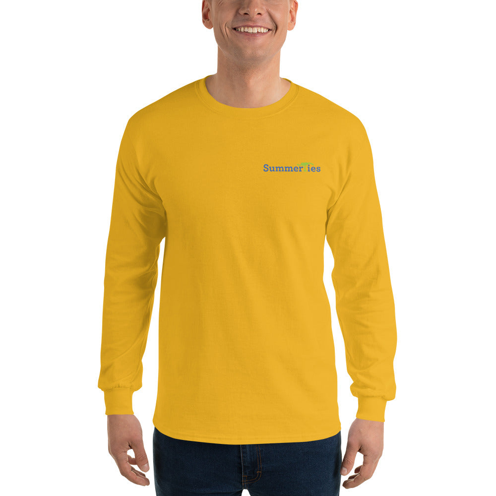 My Summers are Tied to Newport Bridge Blue and Green on Pink Block Long Sleeve T-Shirt - Multiple Colors - SummerTies