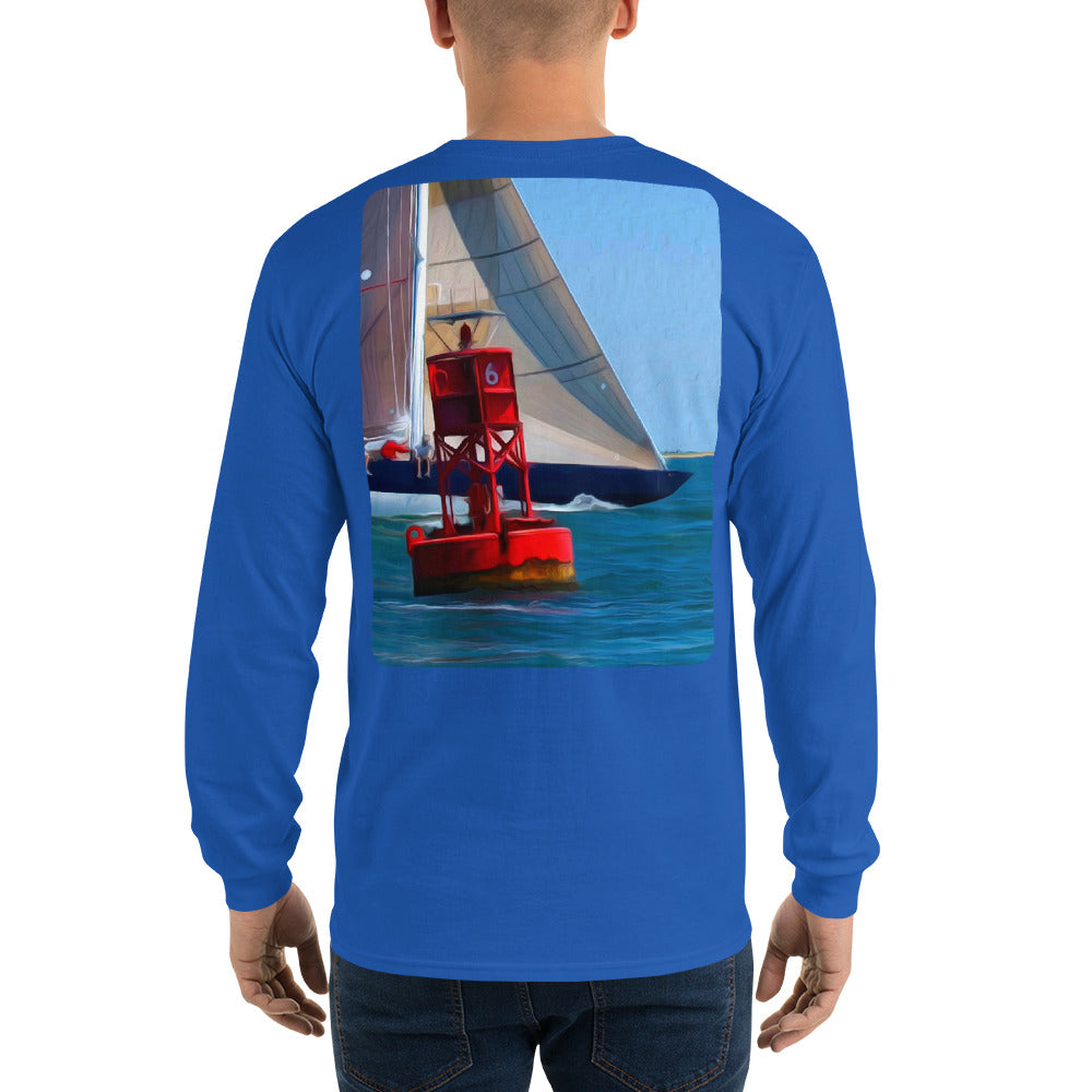 12 Metre Sailboat at Buoy Long Sleeve T-Shirt - Multiple Colors - SummerTies