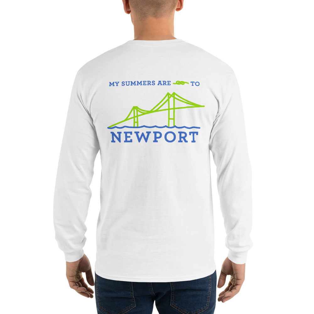 My Summers are Tied to Newport Bridge Blue and Green no Block Long Sleeve T-Shirt - Multiple Colors - SummerTies