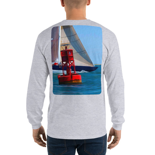 12 Metre Sailboat at Buoy Long Sleeve T-Shirt - Multiple Colors - SummerTies