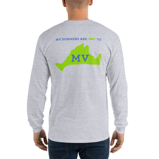 My Summers are Tied to Martha's Vineyard Blue and Green Long Sleeve T-Shirt - Multiple Colors - SummerTies