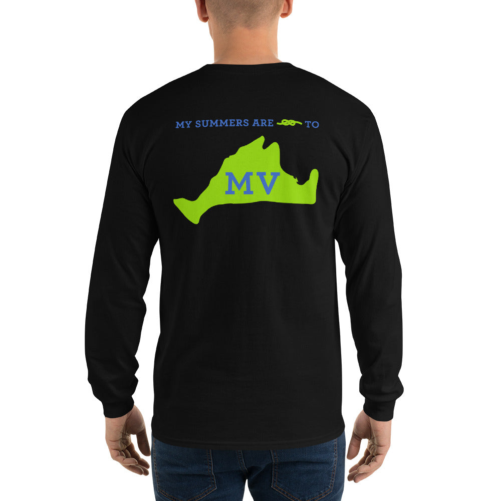 My Summers are Tied to Martha's Vineyard Blue and Green Long Sleeve T-Shirt - Multiple Colors - SummerTies