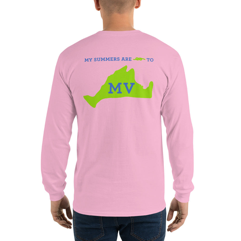 My Summers are Tied to Martha's Vineyard Blue and Green Long Sleeve T-Shirt - Multiple Colors - SummerTies