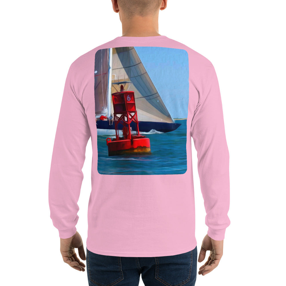 12 Metre Sailboat at Buoy Long Sleeve T-Shirt - Multiple Colors - SummerTies