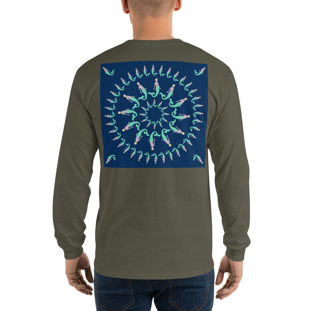 Mermaid Pinwheel Navy Long Sleeve T-Shirt - Multiple Colors - SummerTies