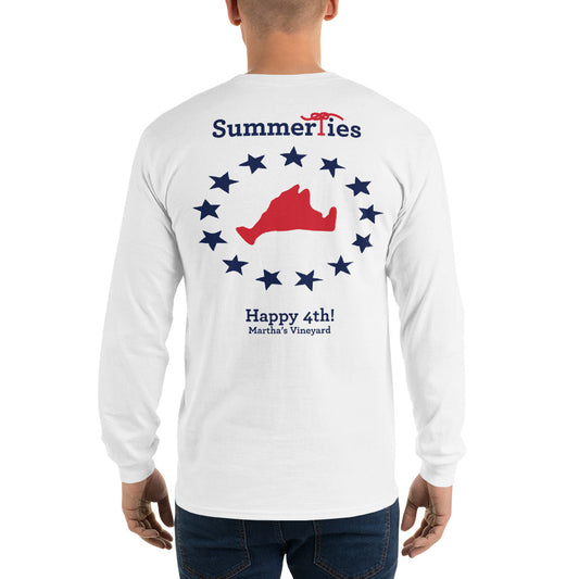 Martha's Vineyard 4th of July Long Sleeve T-Shirt - White - SummerTies