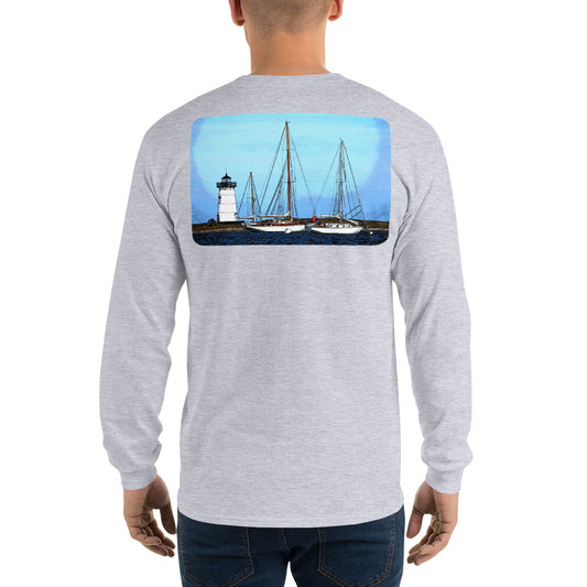 Edgartown Lighthouse with Sailboats Long Sleeve T-Shirt - Multiple Colors - SummerTies
