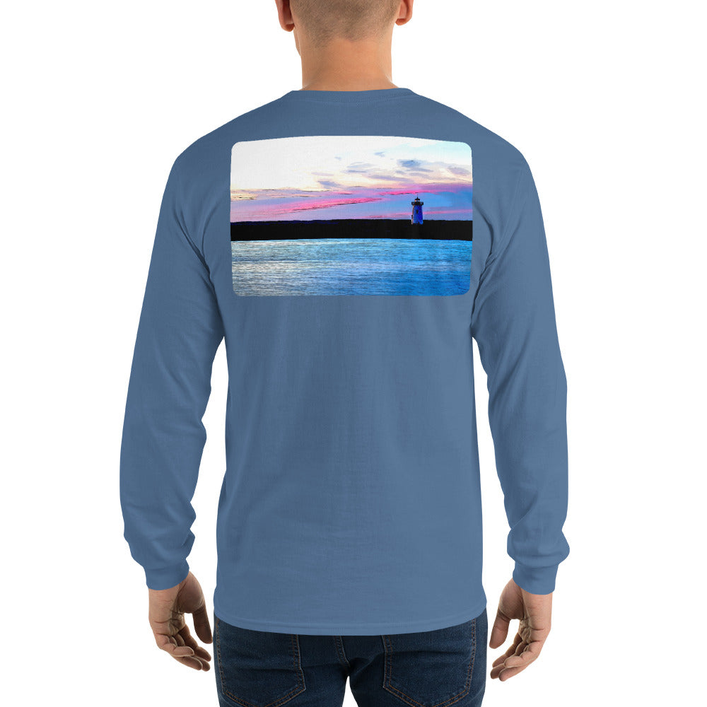 Edgartown Lighthouse Sunset Long Sleeve T-Shirt - Multiple Colors - SummerTies